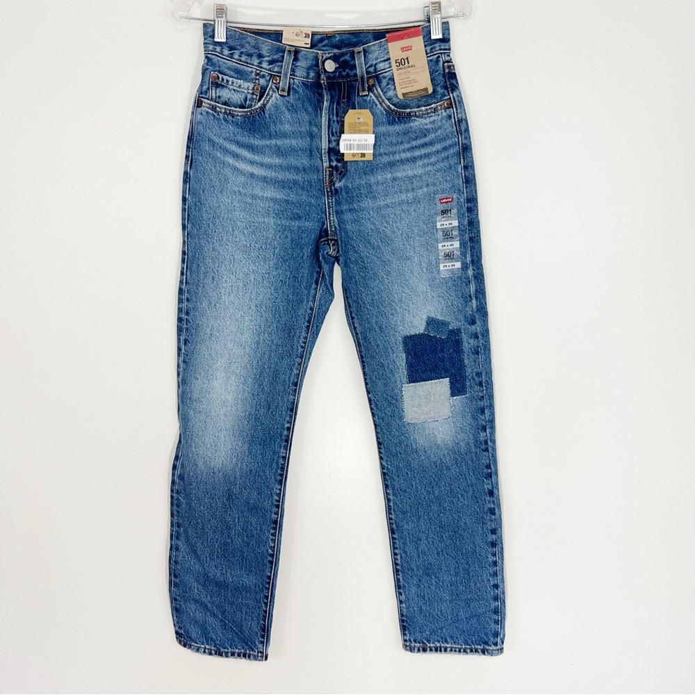 Levi’s 501 Rustic Craft Patch Jeans NWT Size 25 x 30 Straight Leg Cotton Denim